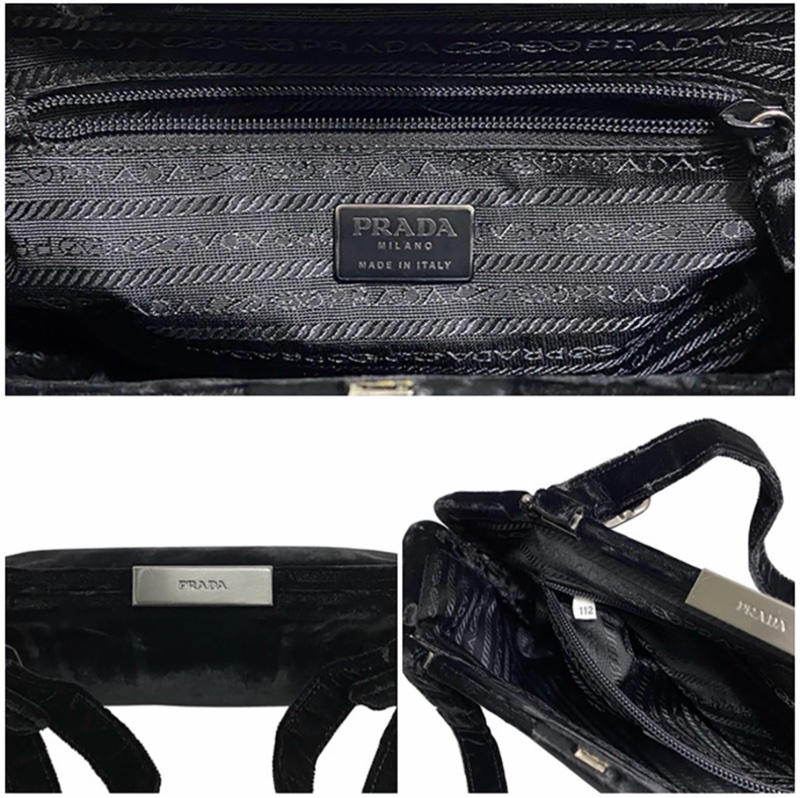 Prada Archive 早期作品/黑色天鵝絨口金/晚宴包-7