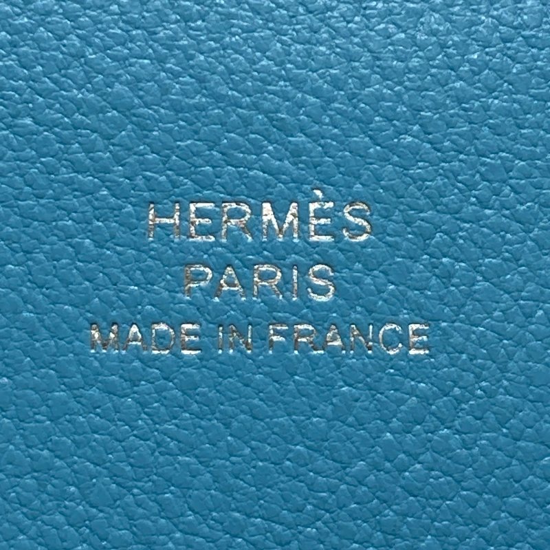 HERMES 愛馬仕 CALVI 零錢包/卡夾 奶昔白+北方藍 雙色 銀釦-10