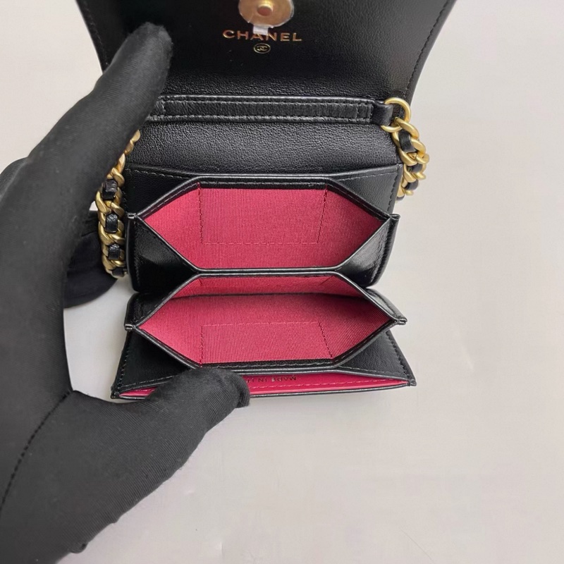 Chanel香奈兒19bag迷你黑金全皮鏈條包-6