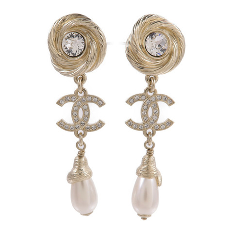 CHANEL 金屬CC Drop Earring耳環