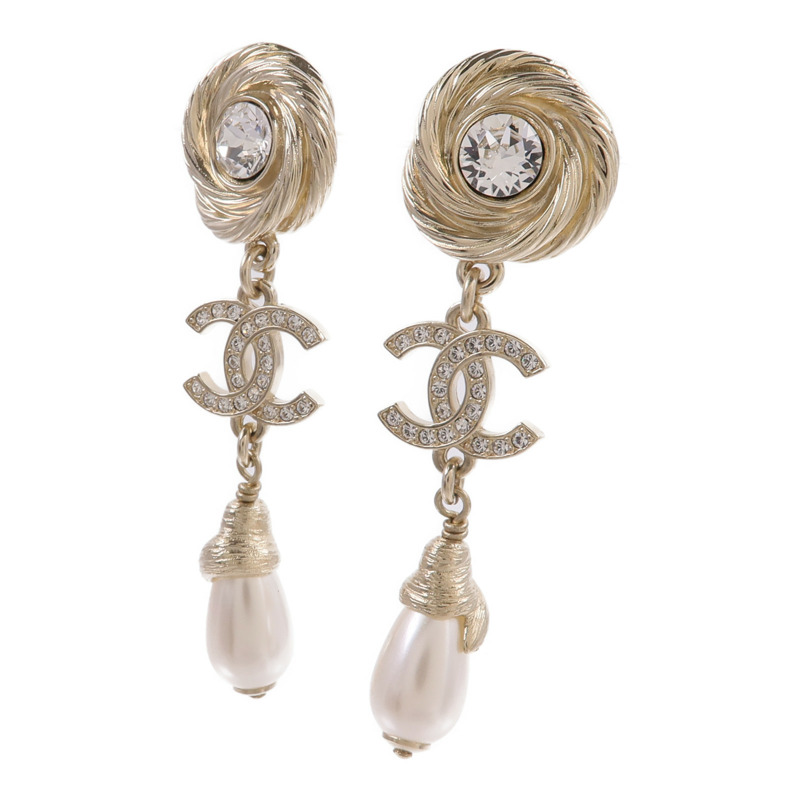 CHANEL 金屬CC Drop Earring耳環-1
