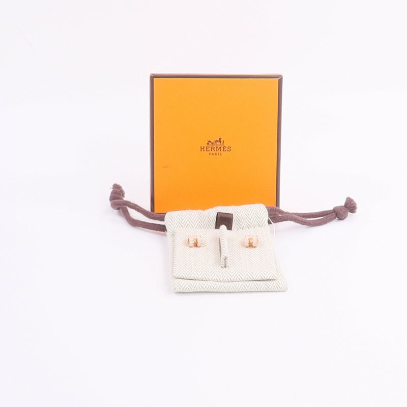 HERMES 金屬Mini Pop H Earrings耳環Rose Dragee-6