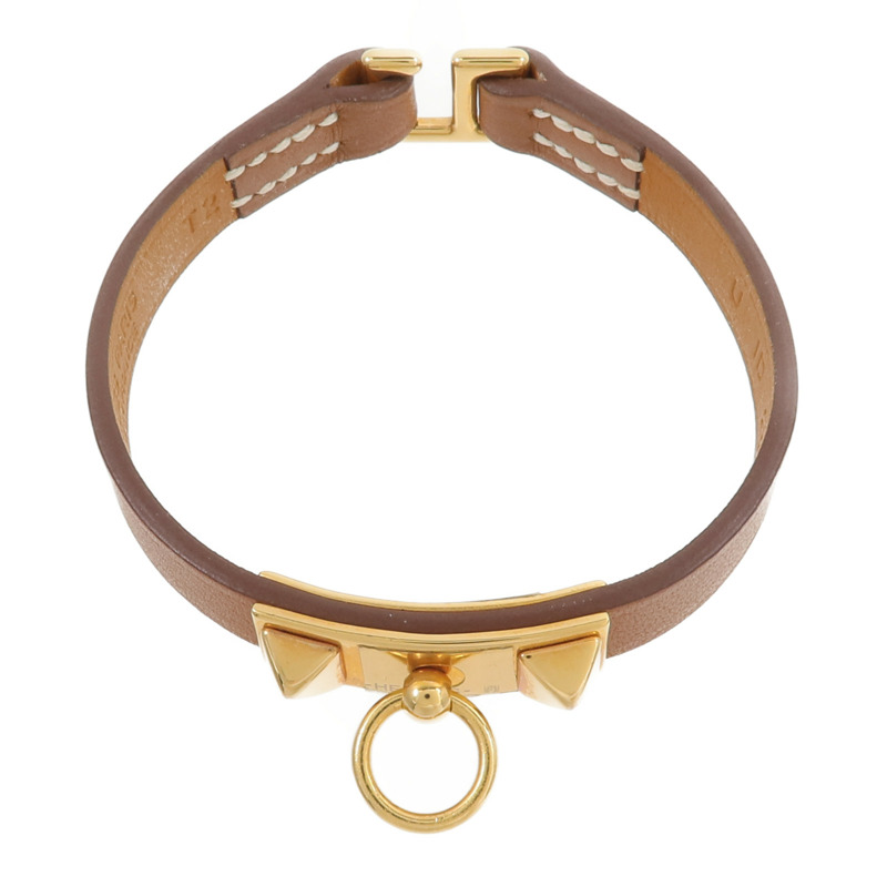 HERMES Swift皮革Rivale Mini手鏈Gold-3