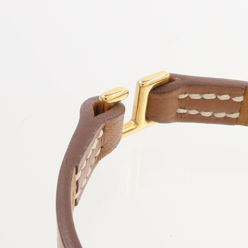 HERMES Swift皮革Rivale Mini手鏈Gold-4