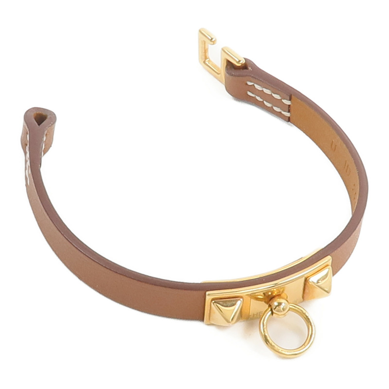 HERMES Swift皮革Rivale Mini手鏈Gold-6