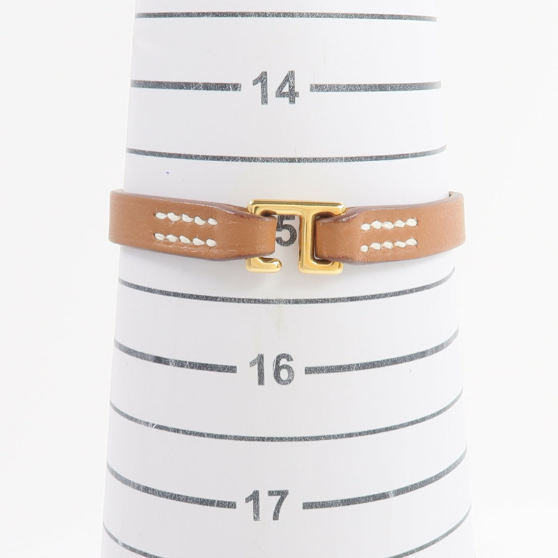 HERMES Swift皮革Rivale Mini手鏈Gold-8