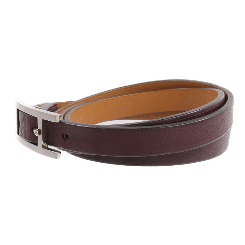 HERMES Swift皮革Behapi Triple Tour Bracelet手帶Rouge H/Fauve-1