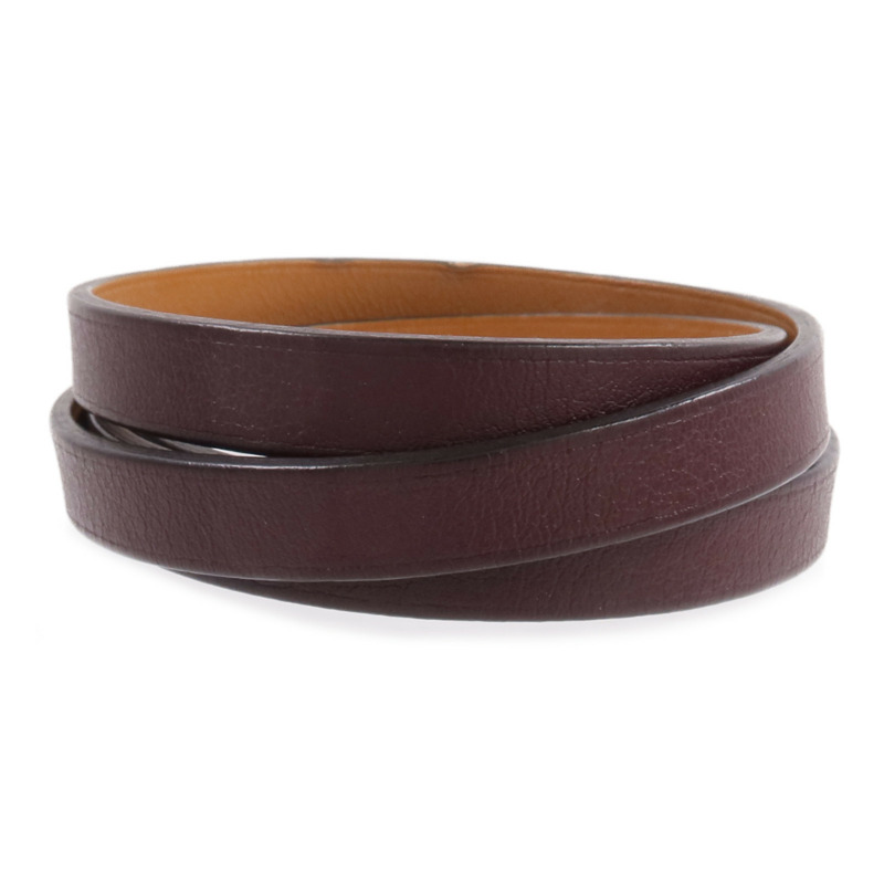 HERMES Swift皮革Behapi Triple Tour Bracelet手帶Rouge H/Fauve-2