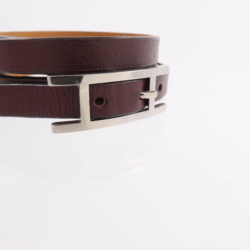 HERMES Swift皮革Behapi Triple Tour Bracelet手帶Rouge H/Fauve-4
