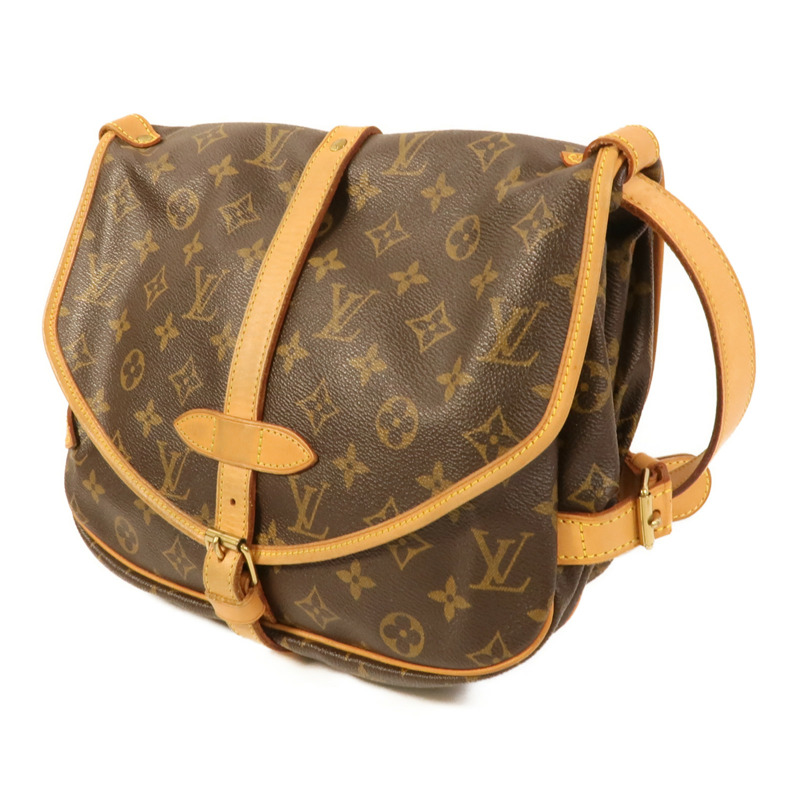 LOUIS VUITTON Monogram Saumur 30金扣肩背袋棕色-2