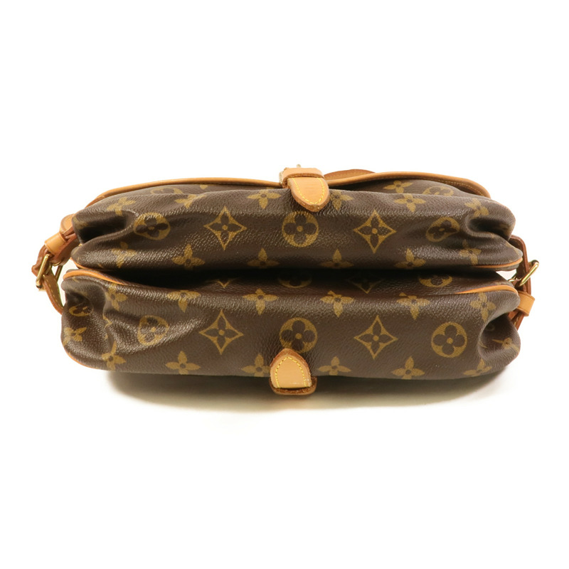 LOUIS VUITTON Monogram Saumur 30金扣肩背袋棕色-3