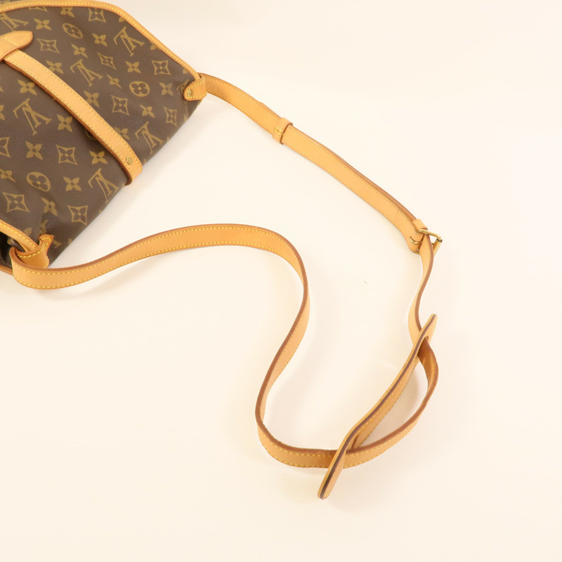 LOUIS VUITTON Monogram Saumur 30金扣肩背袋棕色-4