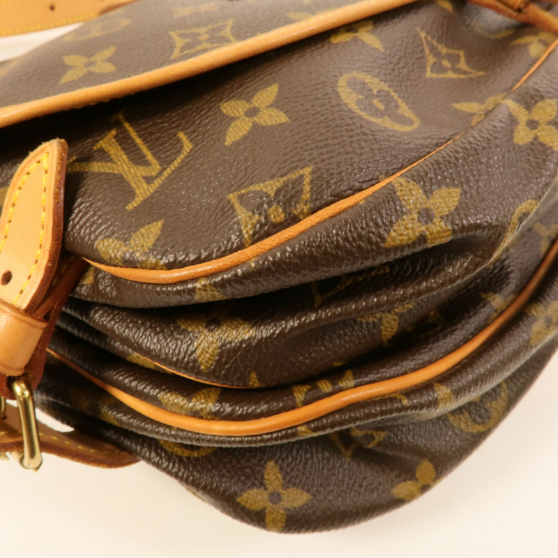 LOUIS VUITTON Monogram Saumur 30金扣肩背袋棕色-8