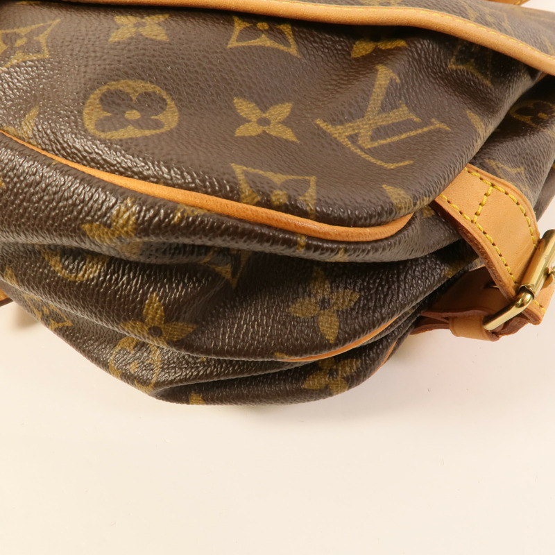 LOUIS VUITTON Monogram Saumur 30金扣肩背袋棕色-9
