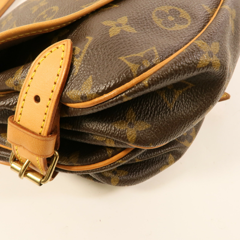 LOUIS VUITTON Monogram Saumur 30金扣肩背袋棕色-10