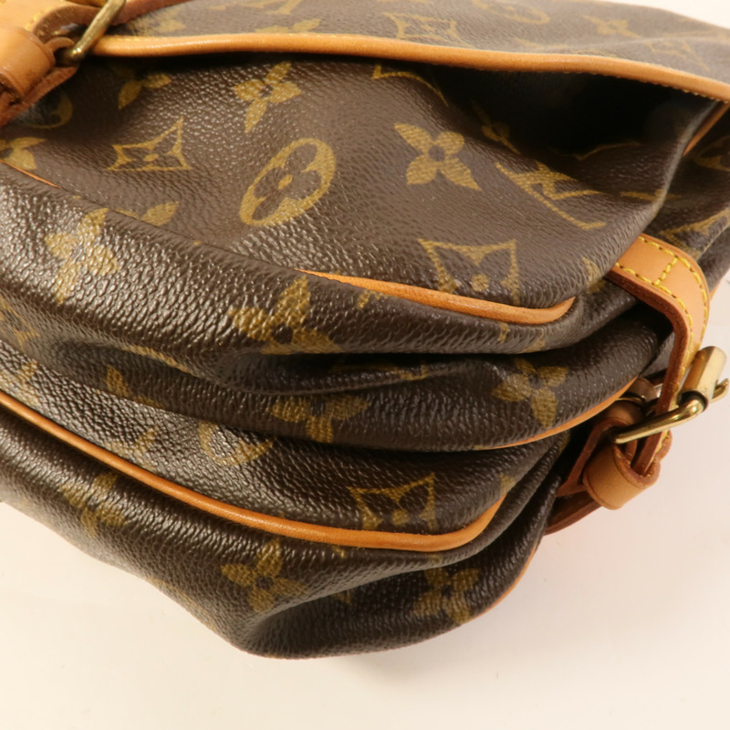 LOUIS VUITTON Monogram Saumur 30金扣肩背袋棕色-11
