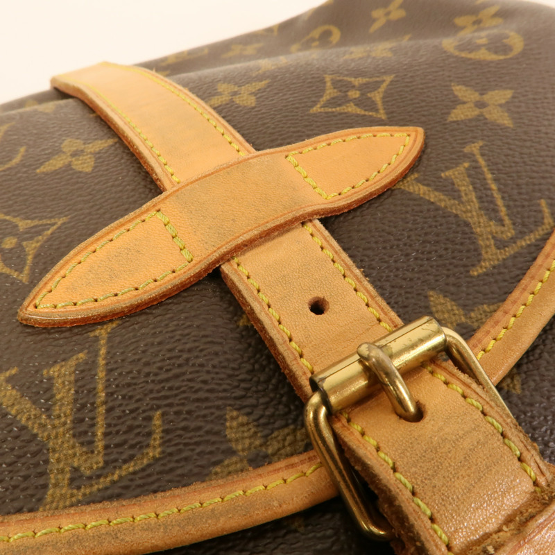 LOUIS VUITTON Monogram Saumur 30金扣肩背袋棕色-13