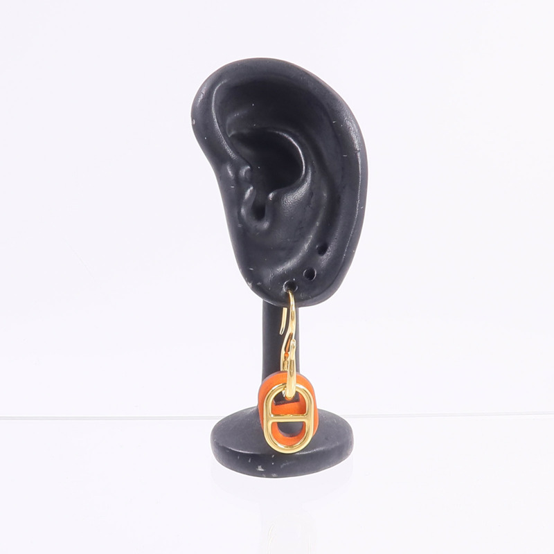 HERMES 金屬O'Maillon耳環Orange-8