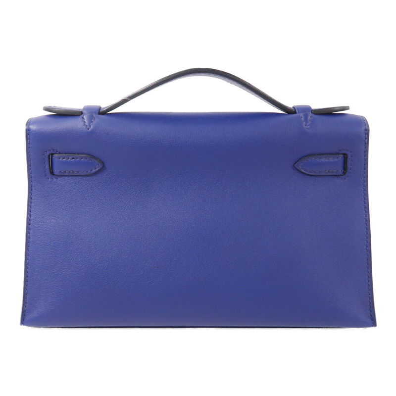 HERMES Swift皮革Kelly Pochette手挽袋Bleu Saphir-1