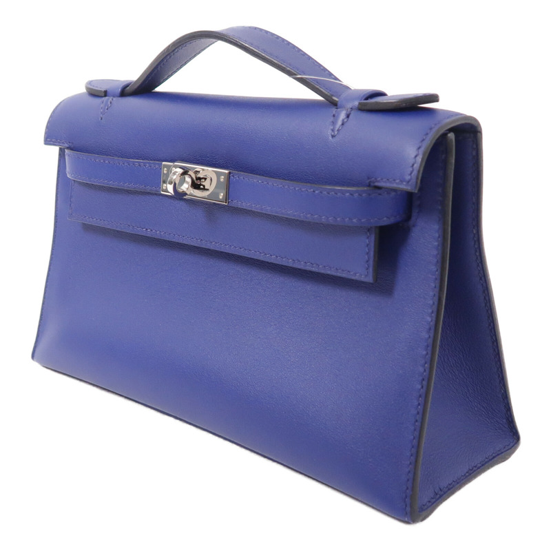 HERMES Swift皮革Kelly Pochette手挽袋Bleu Saphir-2