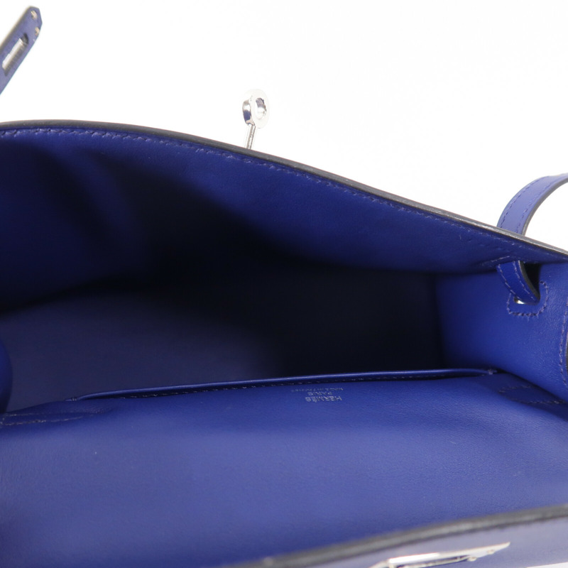 HERMES Swift皮革Kelly Pochette手挽袋Bleu Saphir-4