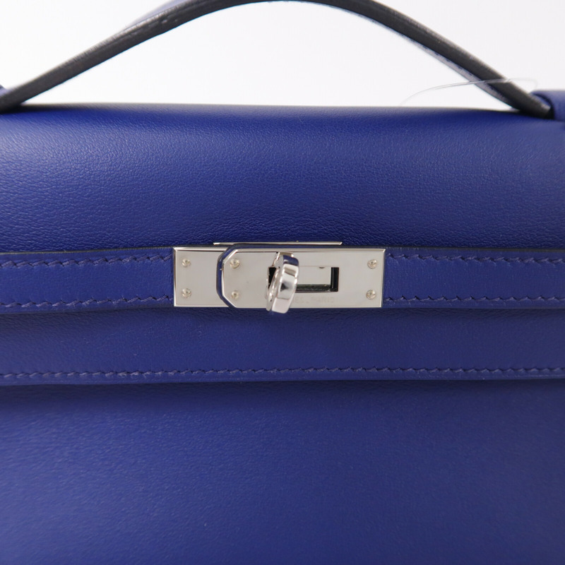 HERMES Swift皮革Kelly Pochette手挽袋Bleu Saphir-6