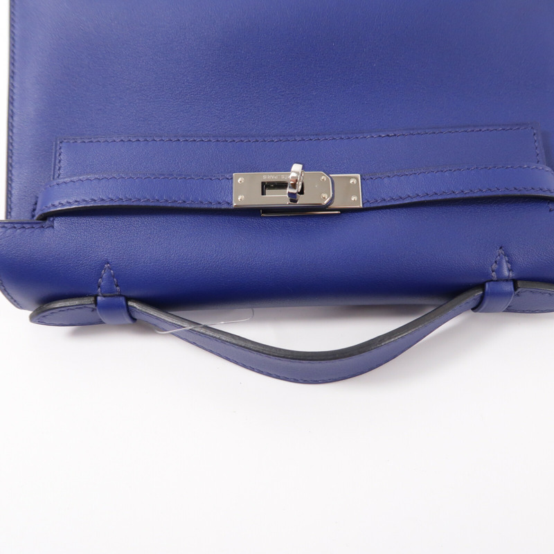 HERMES Swift皮革Kelly Pochette手挽袋Bleu Saphir-8