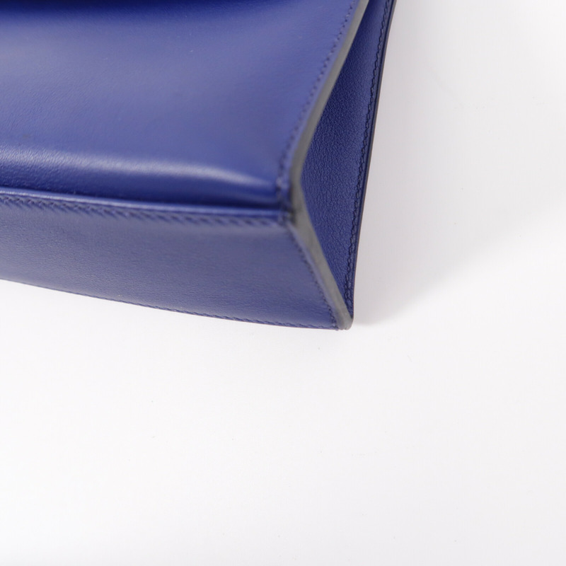 HERMES Swift皮革Kelly Pochette手挽袋Bleu Saphir-11