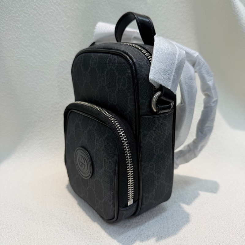 GUCCI 黑色 GG Supreme 迷你帆布斜背包 XC522-2