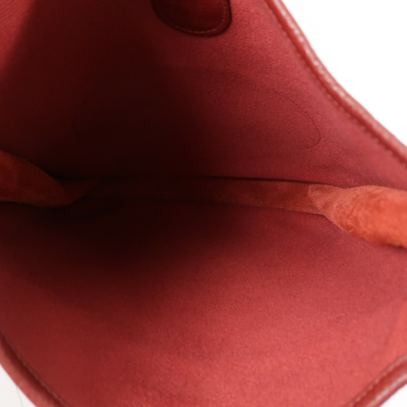 HERMES 帆布/Clemence皮革Evelyne PM肩背袋Rouge-4