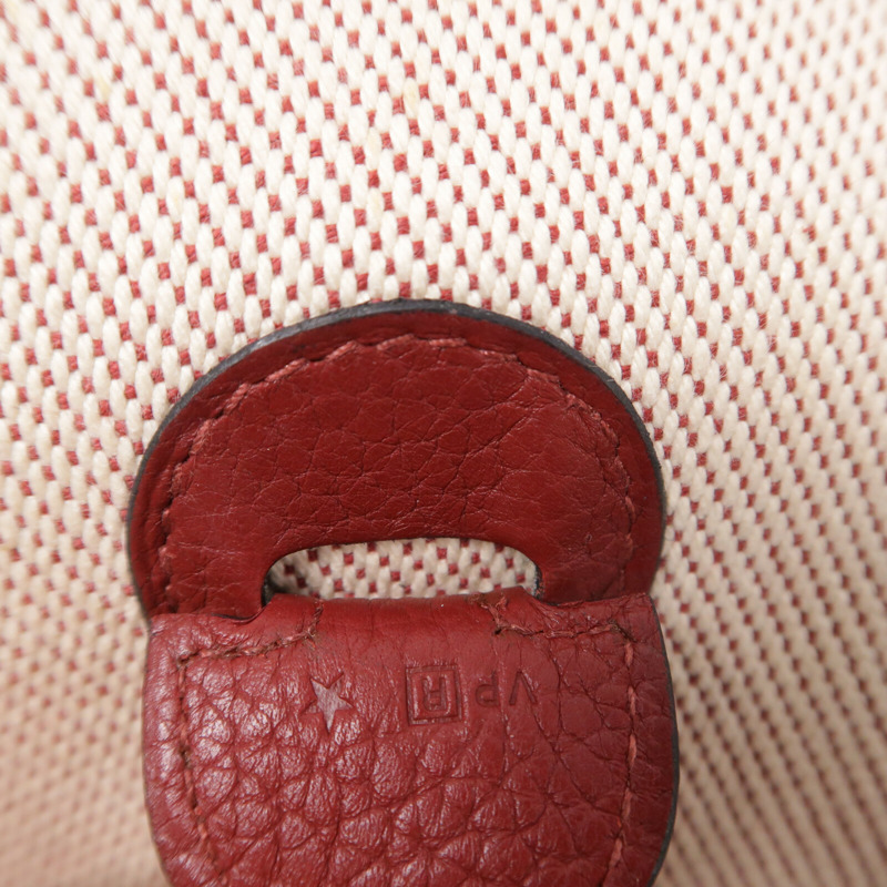 HERMES 帆布/Clemence皮革Evelyne PM肩背袋Rouge-7