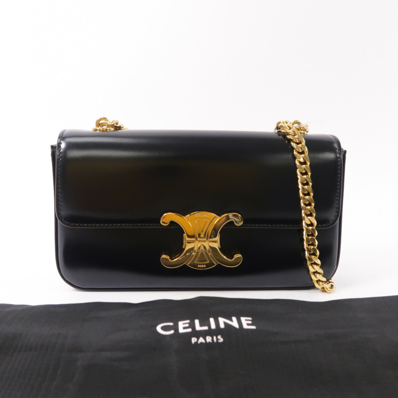 CELINE 牛皮皮革Claude鏈帶肩背袋-9