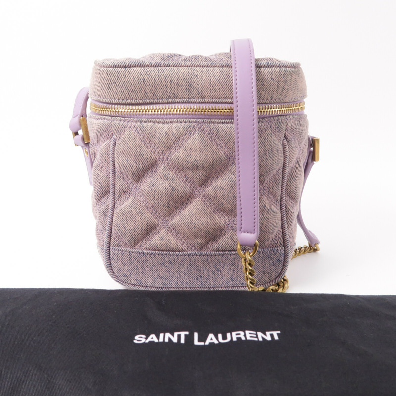 SAINT LAURENT 牛仔布Paris 80'S Vanity Bag鏈帶肩背袋-8