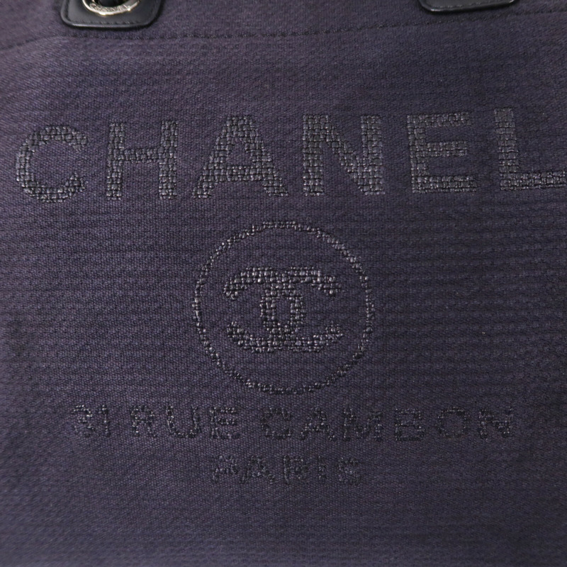 CHANEL 帆布Deauville Tote Medium鏈帶手挽肩背兩用袋-5