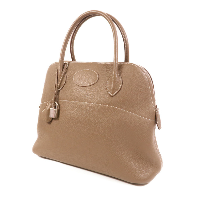 HERMES Clemence皮革Bolide 31手挽肩背兩用袋Etoupe-2