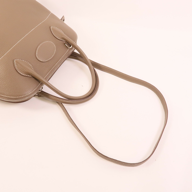 HERMES Clemence皮革Bolide 31手挽肩背兩用袋Etoupe-4