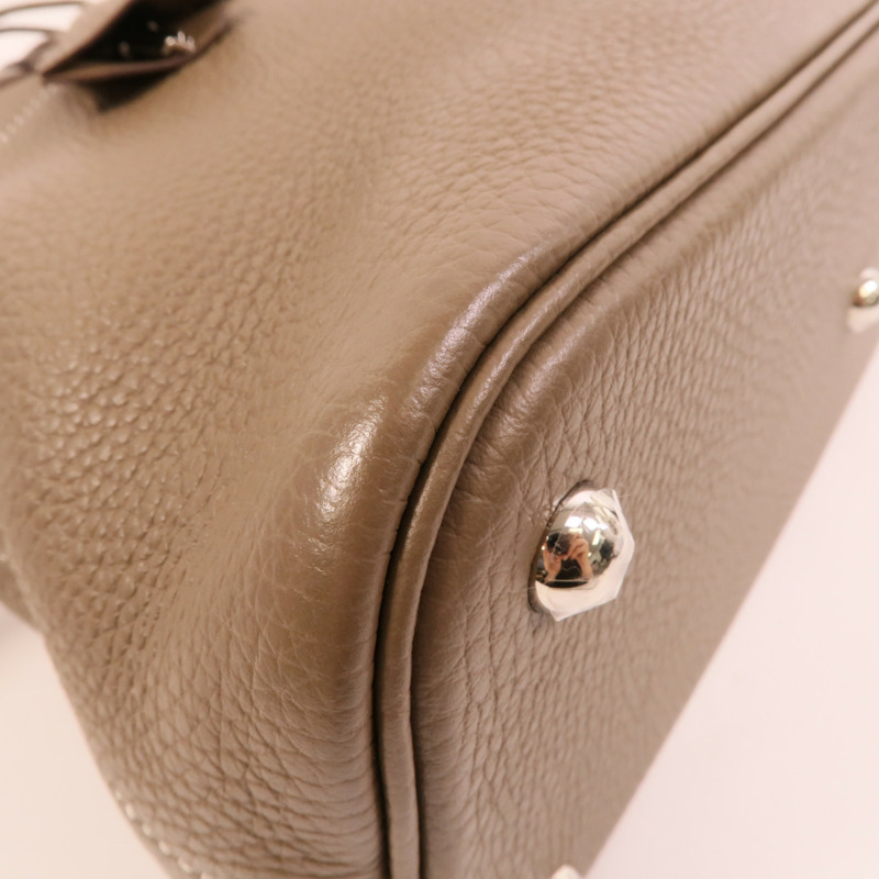 HERMES Clemence皮革Bolide 31手挽肩背兩用袋Etoupe-12