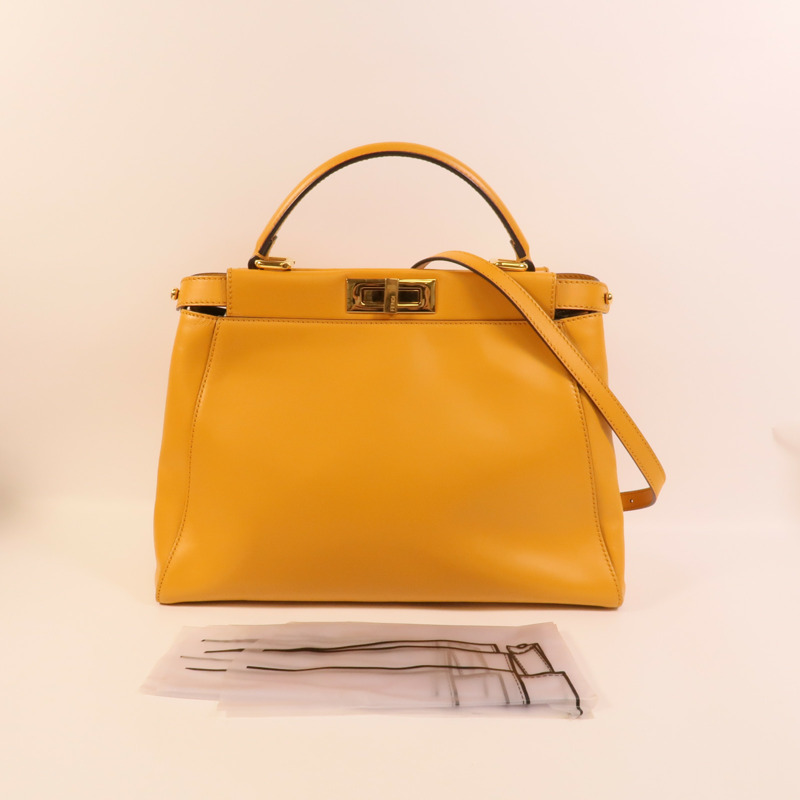 FENDI 牛皮皮革Peekaboo手挽肩背兩用袋-11