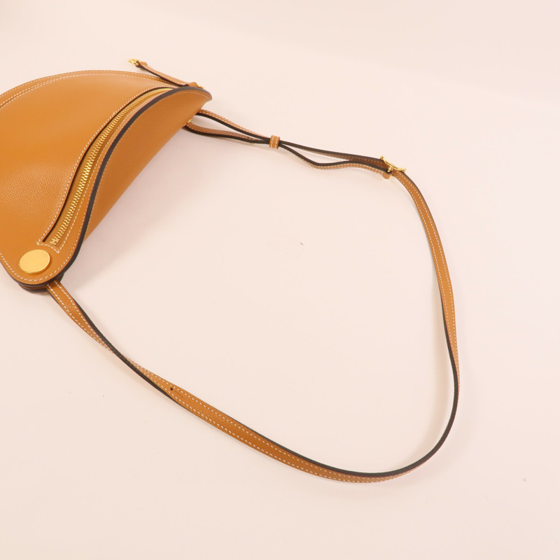 HERMES Epsom皮革Petite Course肩背袋Gold-5