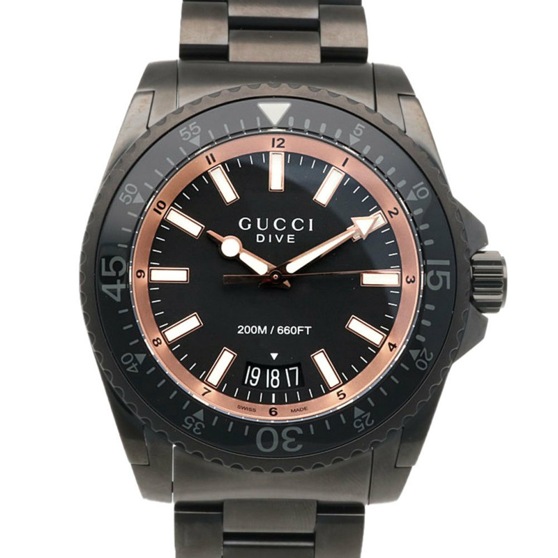Gucci潛水錶,不鏽鋼YA136213 (136.2),石英機芯,男士,GUCCI 200公尺防水-0