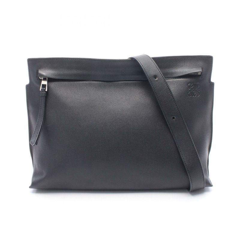 LOEWE T MESSENGER 斜背單肩包,黑色真皮,二手,男女通用-0