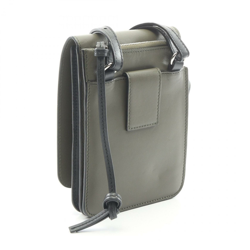 LOEWE GUSSET FLAT CROSSBODY 肩背包 皮革 卡其色 黑色 二手 男士-1