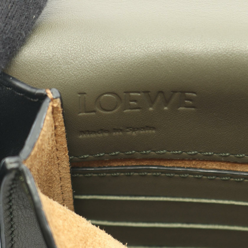 LOEWE GUSSET FLAT CROSSBODY 肩背包 皮革 卡其色 黑色 二手 男士-3