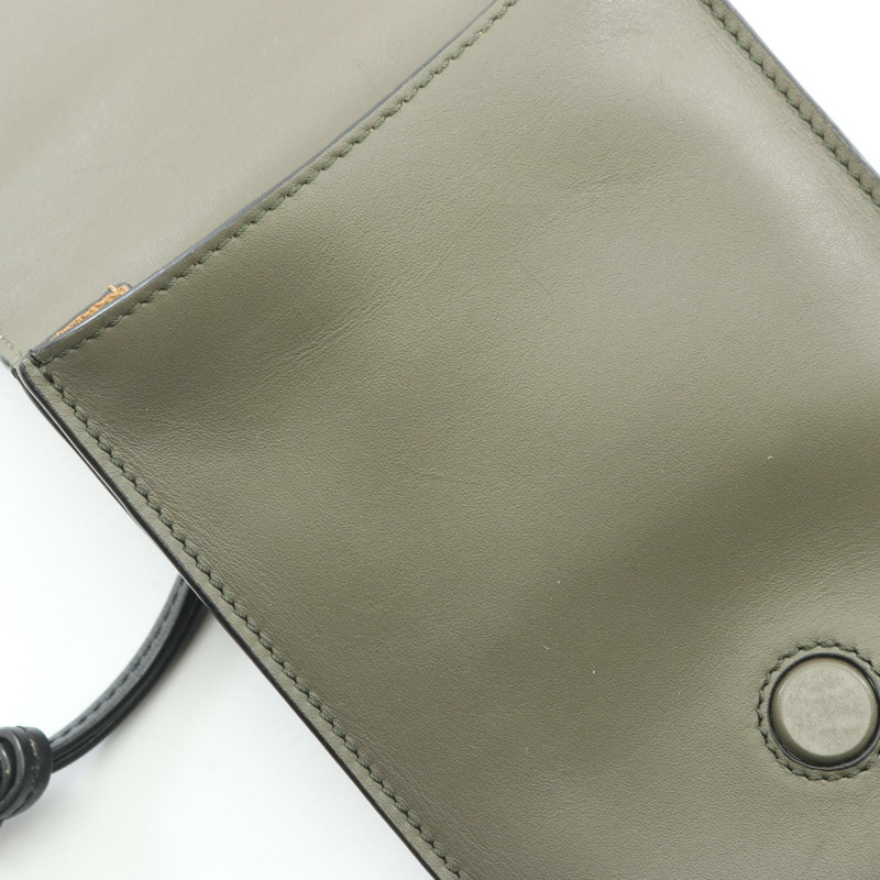 LOEWE GUSSET FLAT CROSSBODY 肩背包 皮革 卡其色 黑色 二手 男士-7