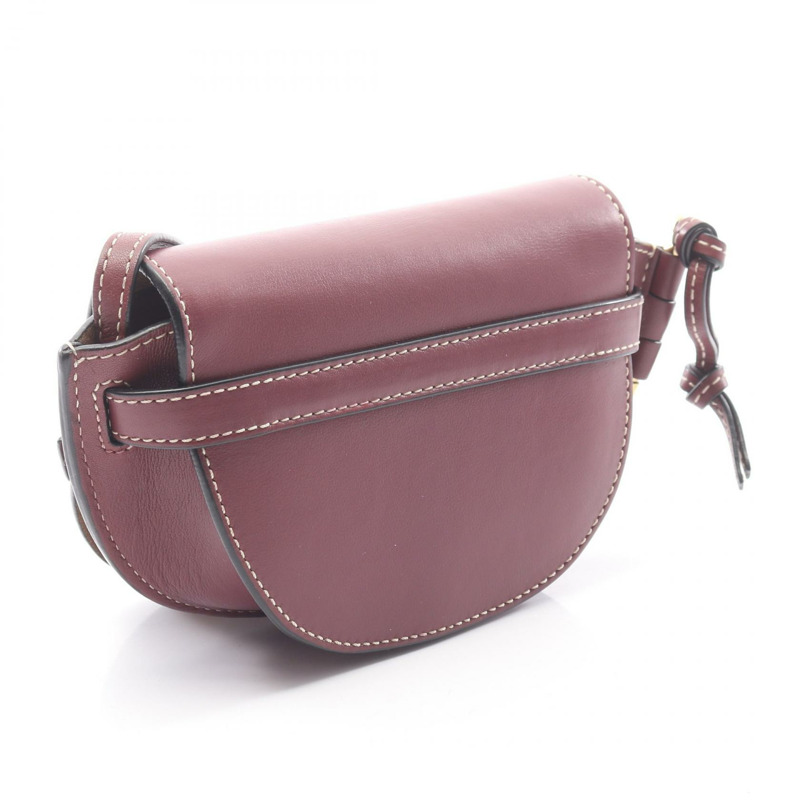 LOEWE 門型迷你單肩斜背包,酒紅色皮革,二手女款-1