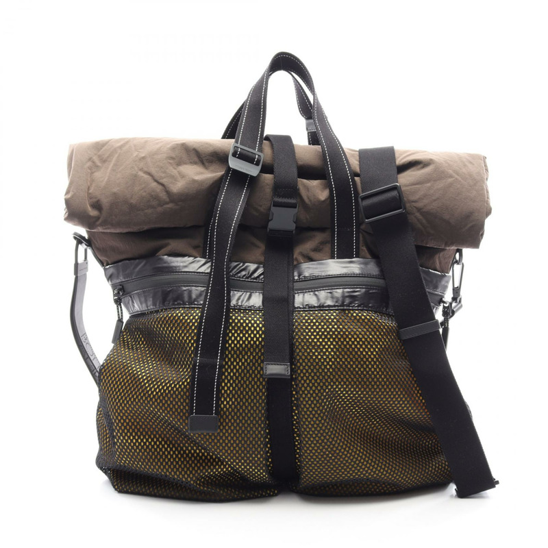 BOTTEGA VENETA 單肩托特斜背包 573062 尼龍 棕色 黑色 黃色 二手-0