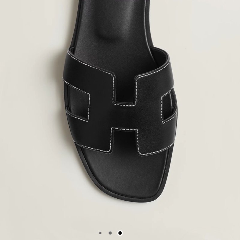 全新 現貨 HERMES Oran sandal 經典 H 黑色 平底 拖鞋 37號-4