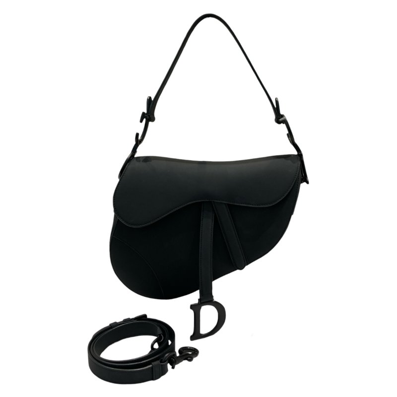 CHRISTIAN DIOR 迪奧 M0455SLLO-989U SADDLE BAG 中號馬鞍包 霧面小牛皮 黑色 黑釦-0