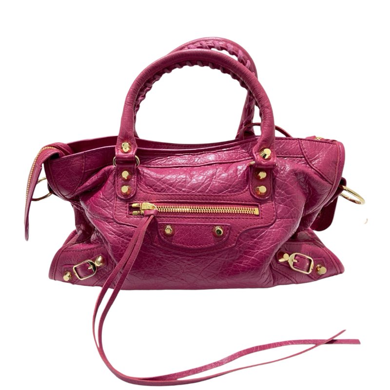 BALENCIAGA 巴黎世家 431621 CITY BAG 機車包 肩背手提包 小羊皮 粉紅色 金釦-1