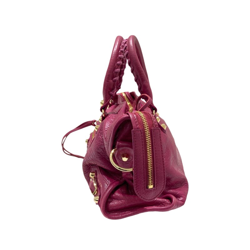 BALENCIAGA 巴黎世家 431621 CITY BAG 機車包 肩背手提包 小羊皮 粉紅色 金釦-3